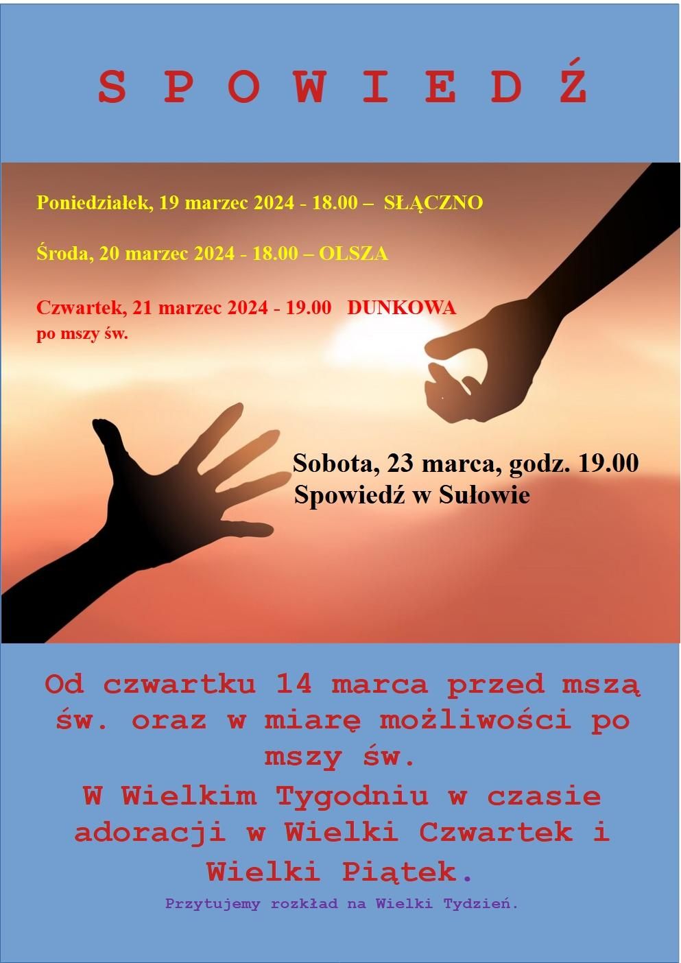 ROZKŁAD SPOWIEDZI